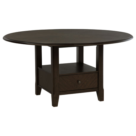 Twyla 60-inch Round Dining Table with Drawer Dark Cocoa - Home Elegance USA