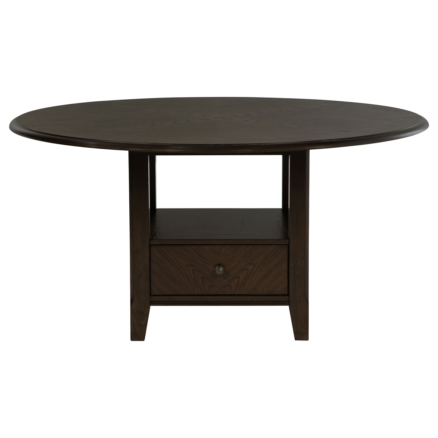 Twyla 60-inch Round Dining Table with Drawer Dark Cocoa - Home Elegance USA