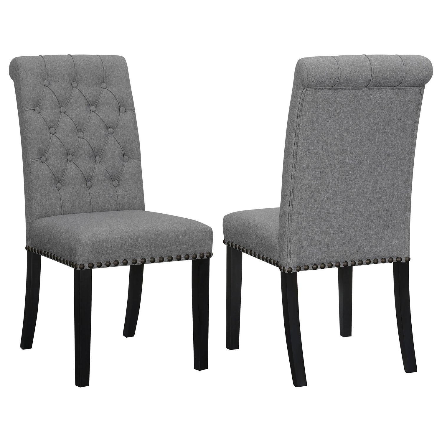 Alana Fabric Upholstered Dining Side Chair Grey (Set of 2) - Home Elegance USA