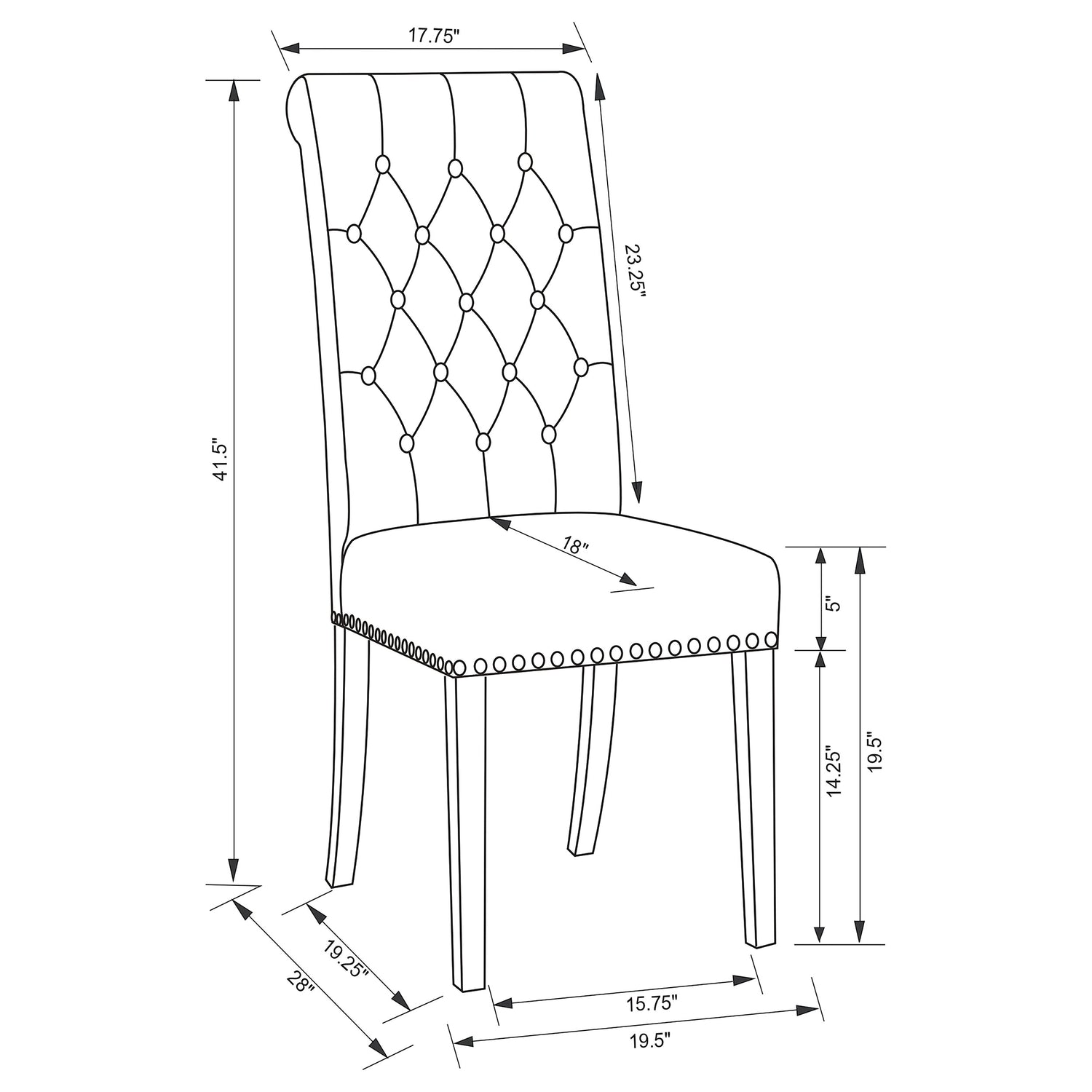 Alana Fabric Upholstered Dining Side Chair Grey (Set of 2) - Home Elegance USA