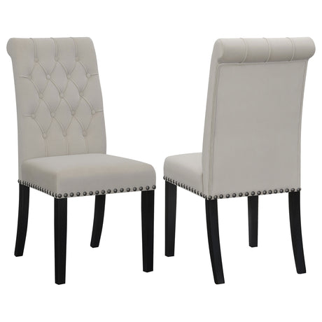 Alana Velvet Upholstered Dining Side Chair Sand (Set of 2) - Home Elegance USA