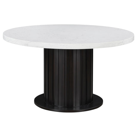 Dining Table - Sherry Round Dining Table Rustic Espresso and White