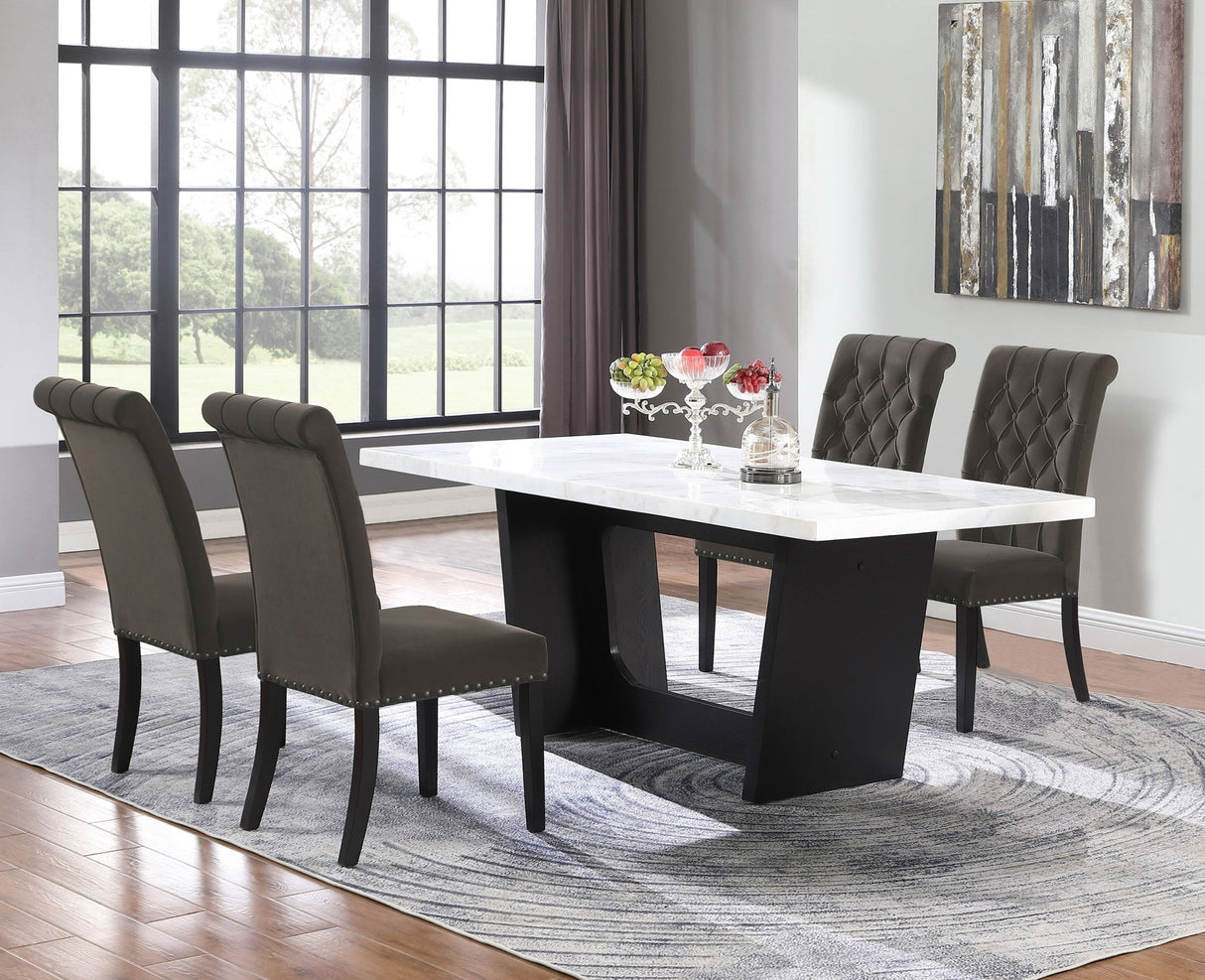 Sherry 5 - piece Rectangular Marble Top Dining Set Brown and White | Coaster | Home Elegance USA