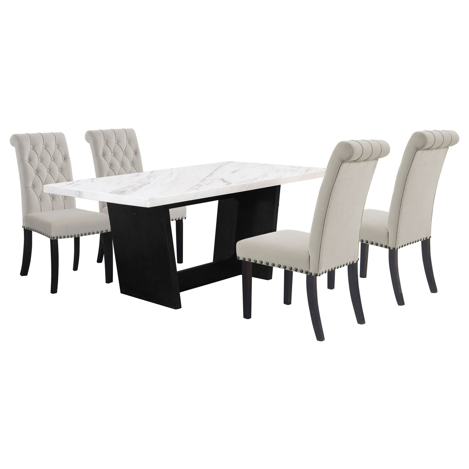 Sherry 5 - piece Rectangular Marble Top Dining Set Sand and White | Coaster | Home Elegance USA