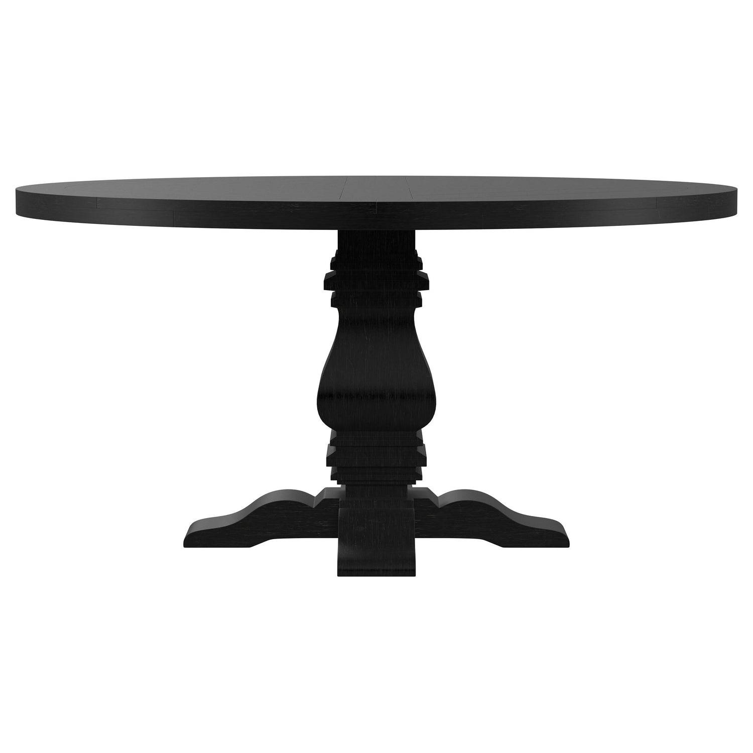 Florence Round 60-inch Pedestal Base Dining Table Black - Home Elegance USA