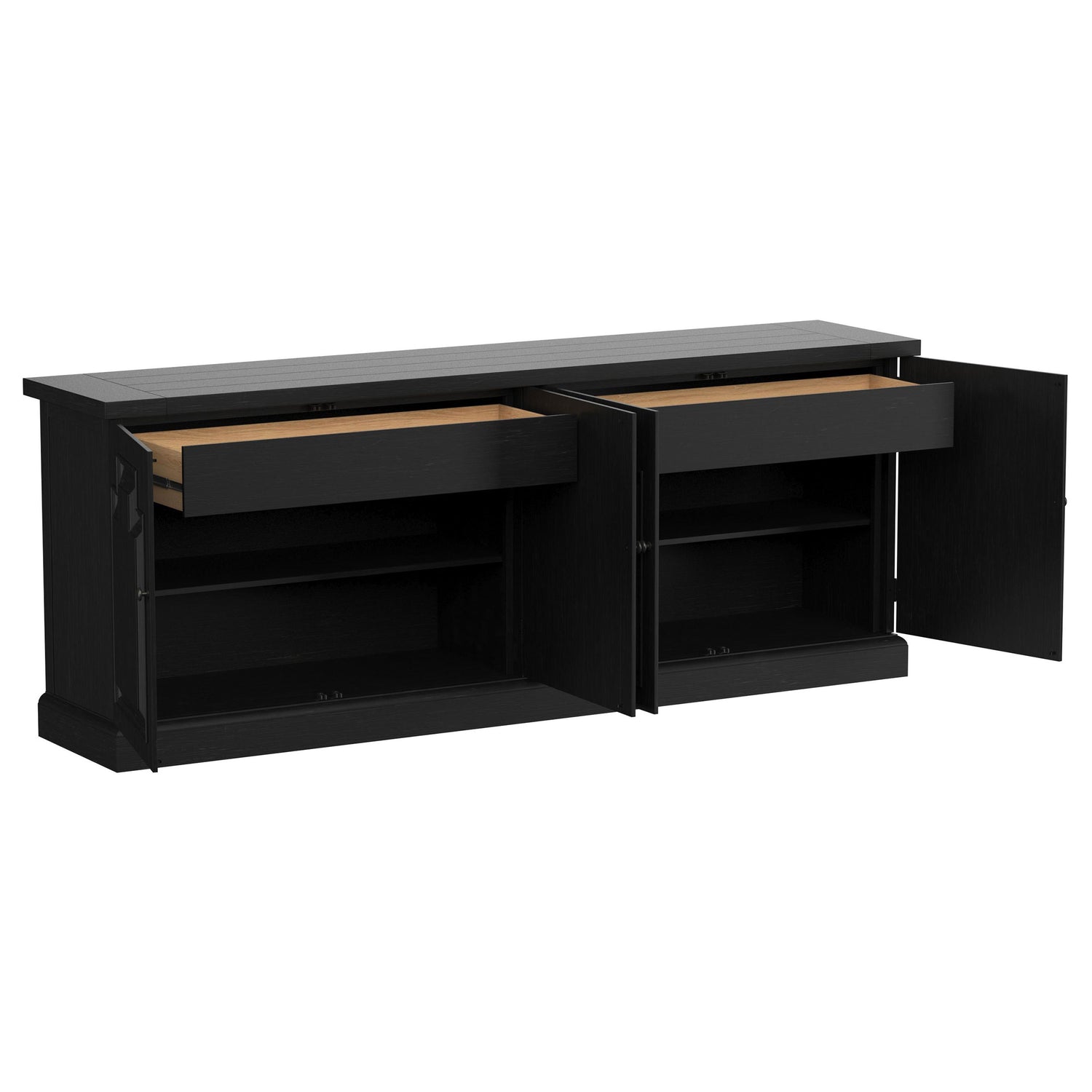 Florence 4-door Dining Sideboard Buffet Distressed Black - Home Elegance USA
