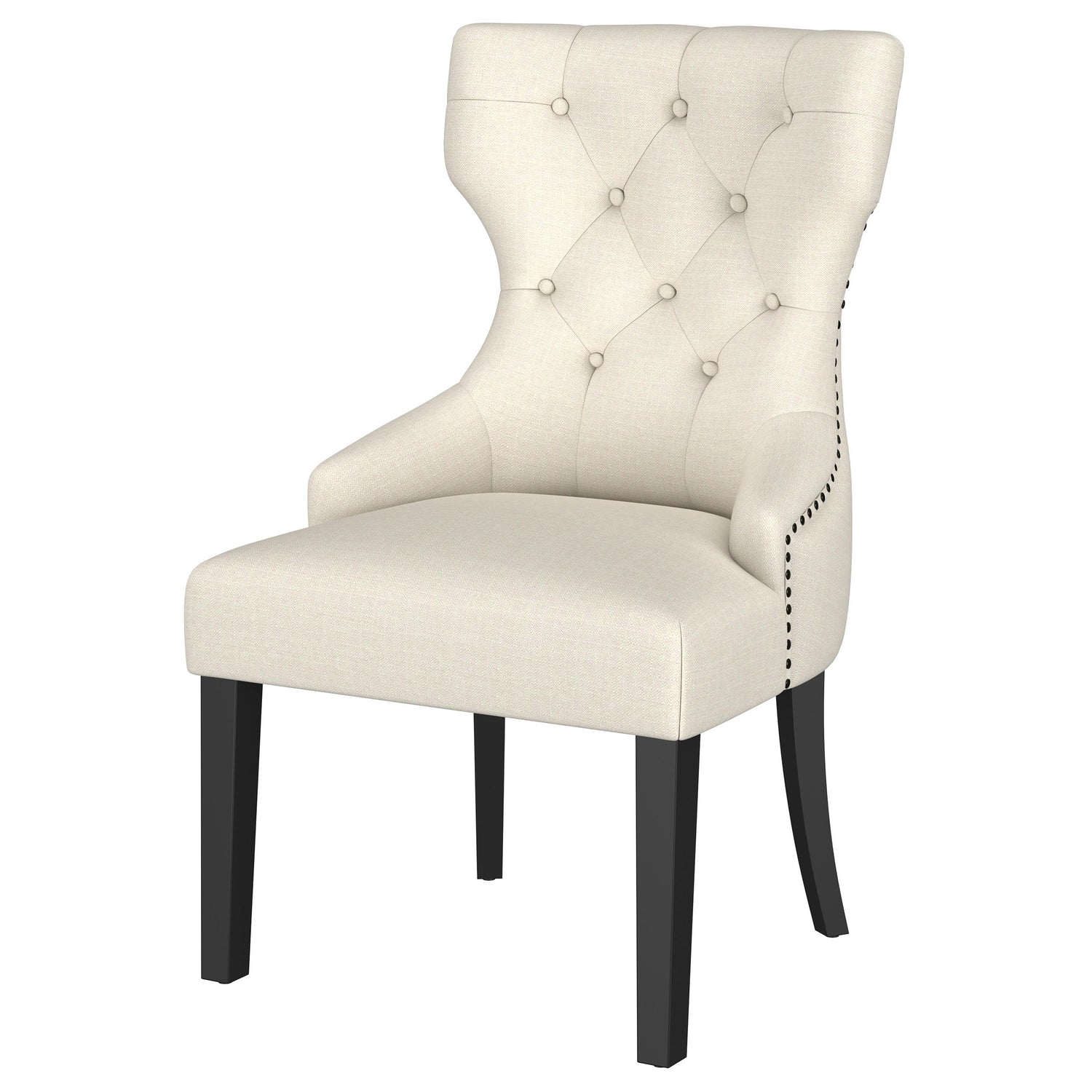 Baney Fabric Upholstered Dining Side Chair Beige and Black - Home Elegance USA
