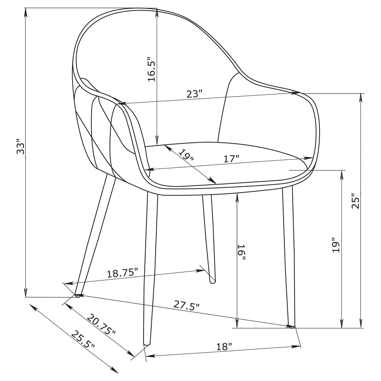 Arm Chair - Emma Upholstered Dining Arm Chair Charcoal and Black (Set of 2)