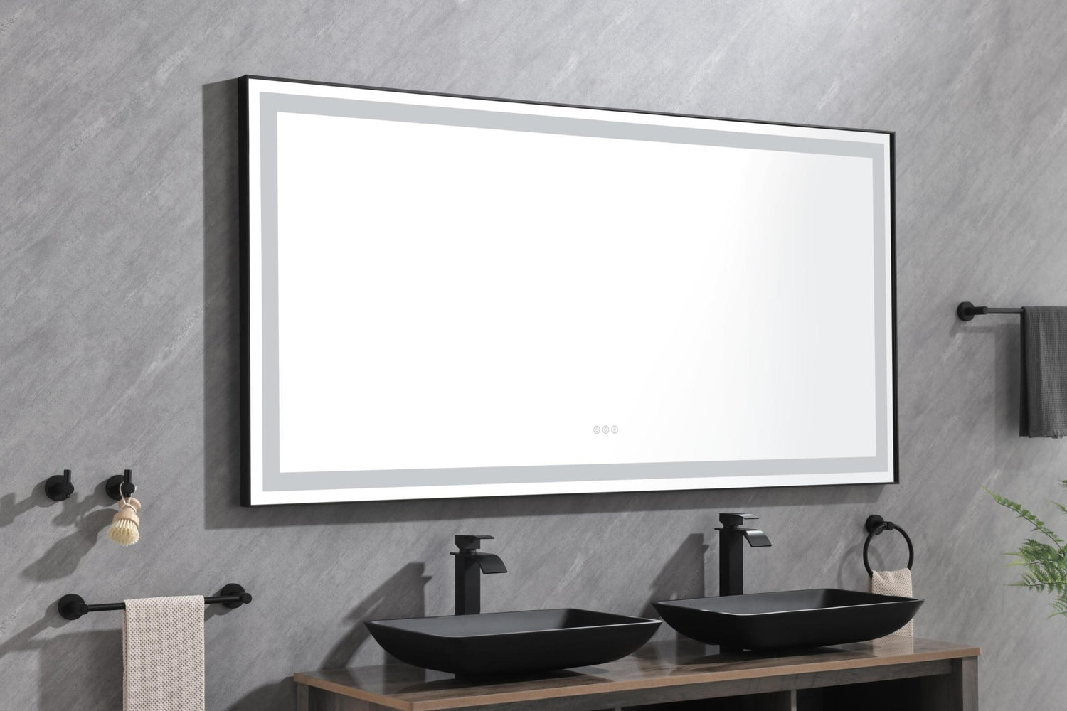 72 in. W x 36 in. H Black Framed LED Single Bathroom Vanity Mirror in Polished Crystal Bathroom Vanity LED Mirror with 3 Color Lights Mirror for Bathroom Wall Smart Lighted Vanity Mirror | Home Elegance USA