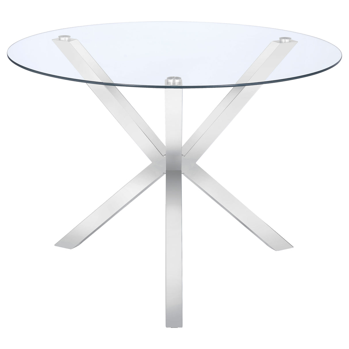 Vance Round 41-inch Glass Top Asterisk Dining Table Chrome - Home Elegance USA