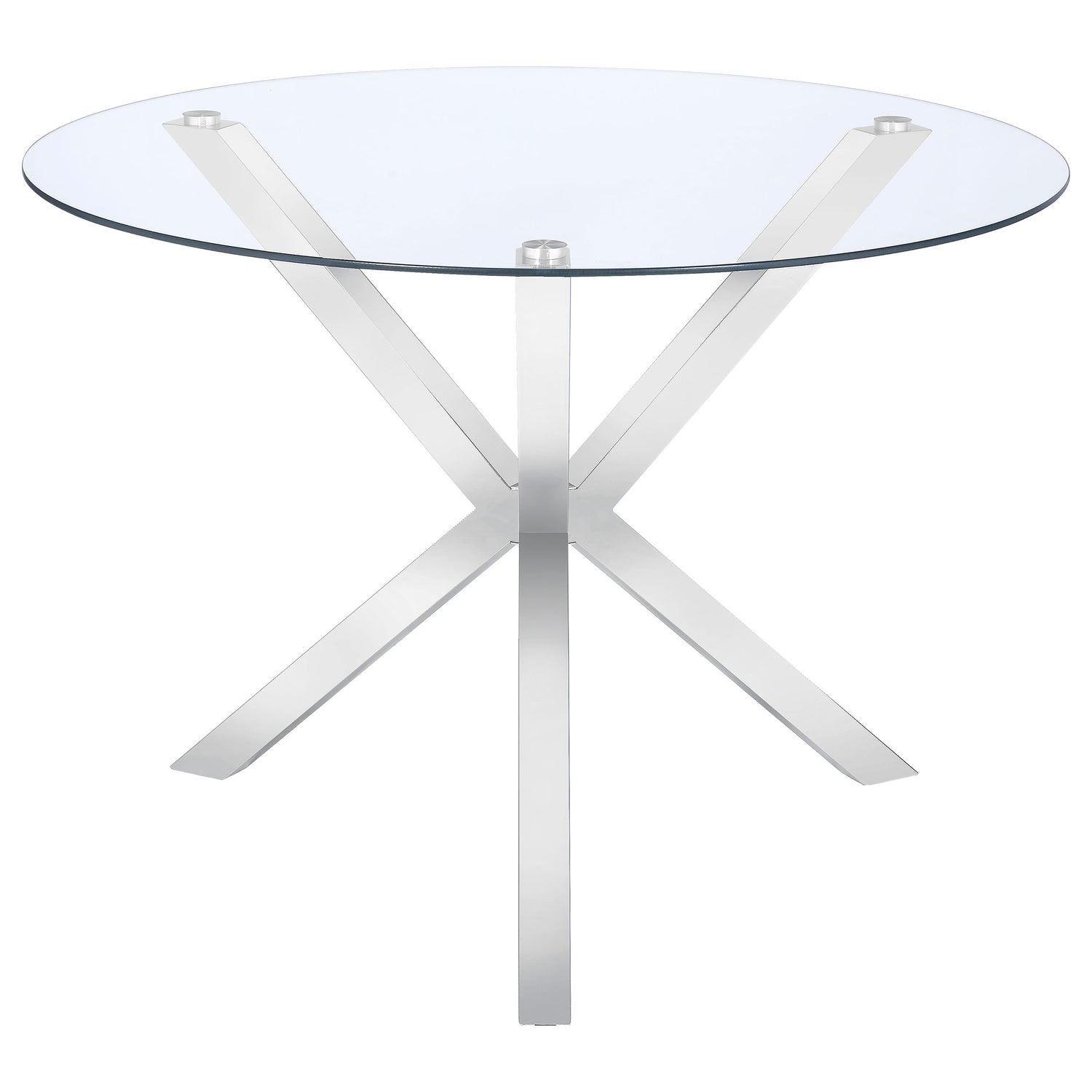 Vance Round 41-inch Glass Top Asterisk Dining Table Chrome - Home Elegance USA
