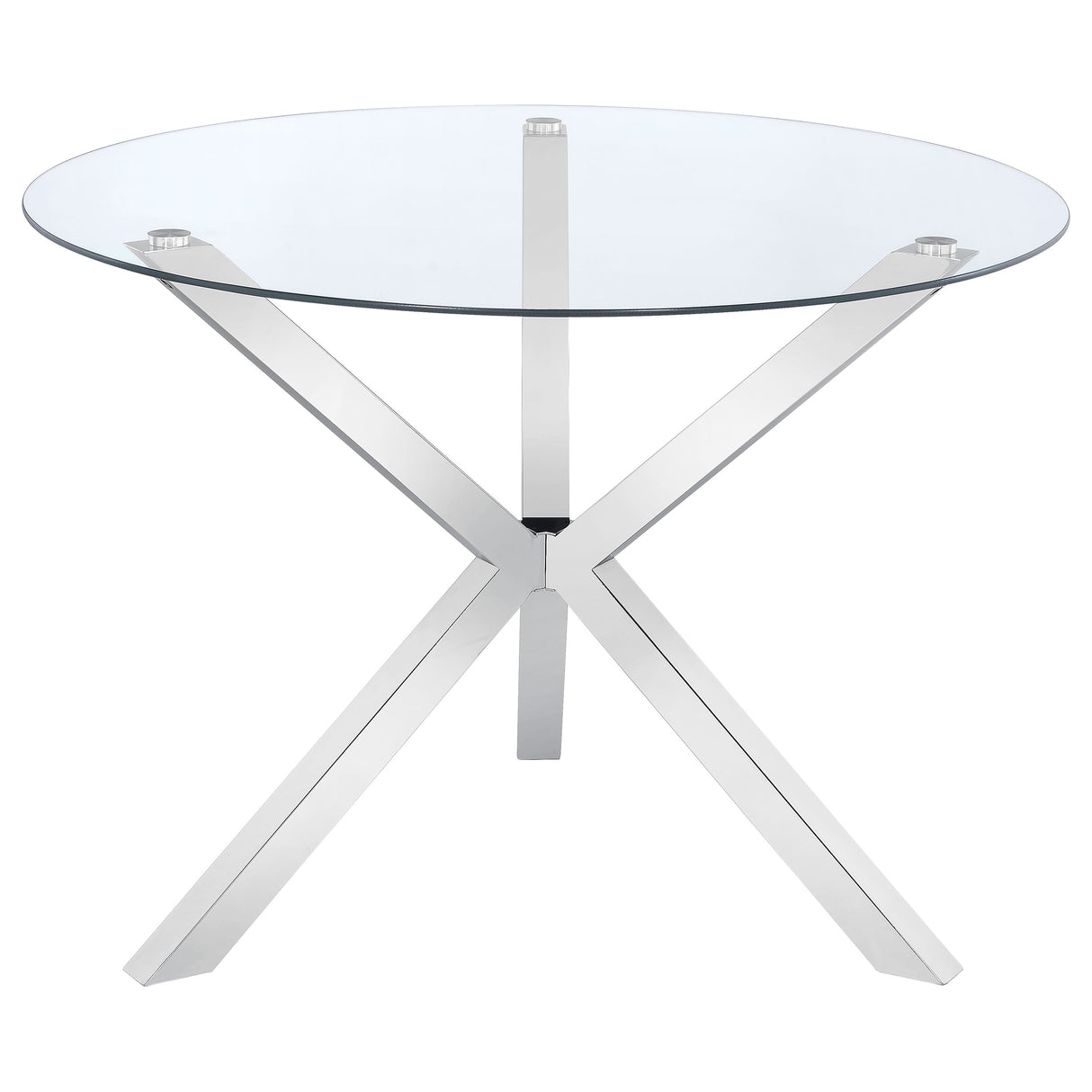 Vance Round 41-inch Glass Top Asterisk Dining Table Chrome - Home Elegance USA