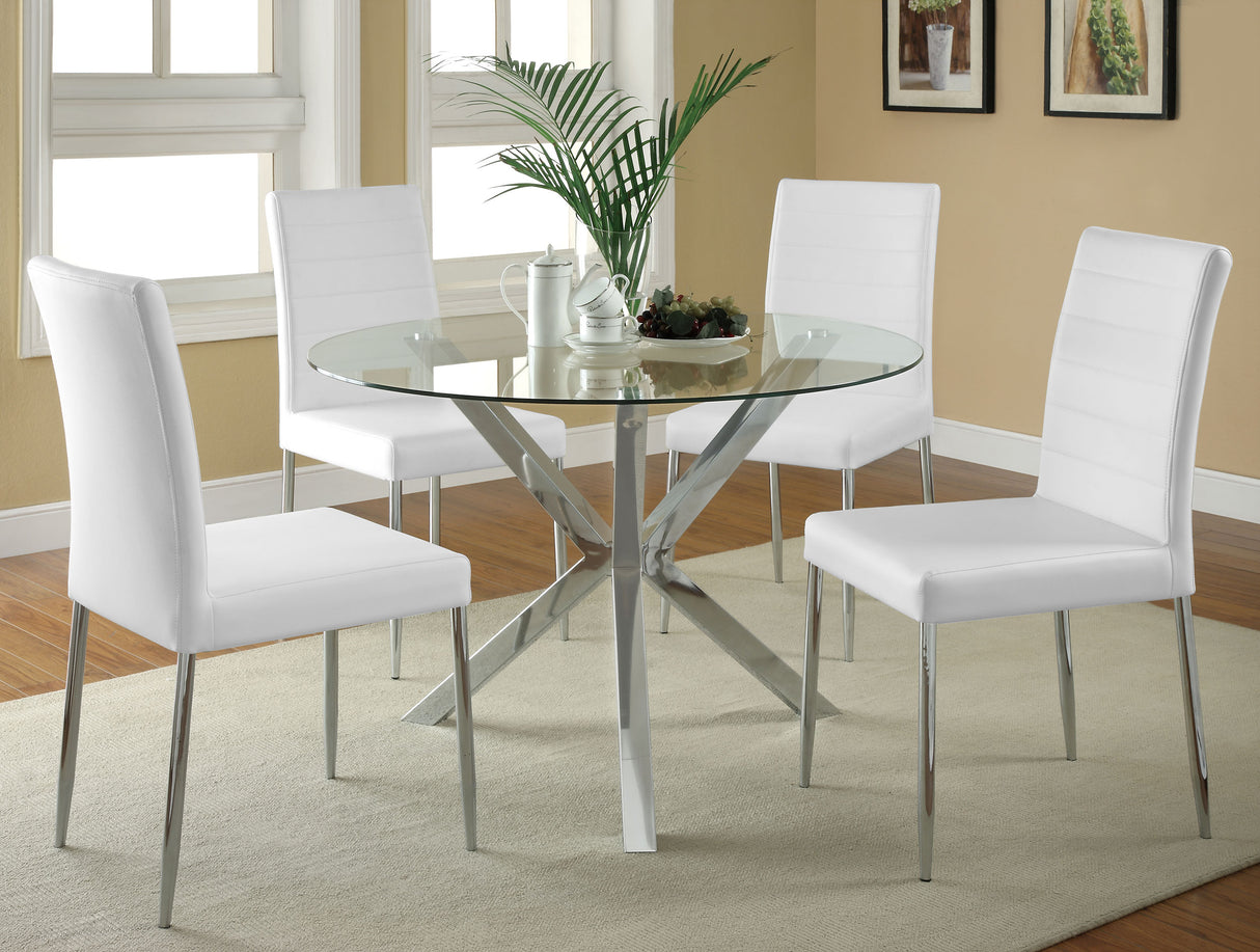 Vance Round 41-inch Glass Top Asterisk Dining Table Chrome - Home Elegance USA