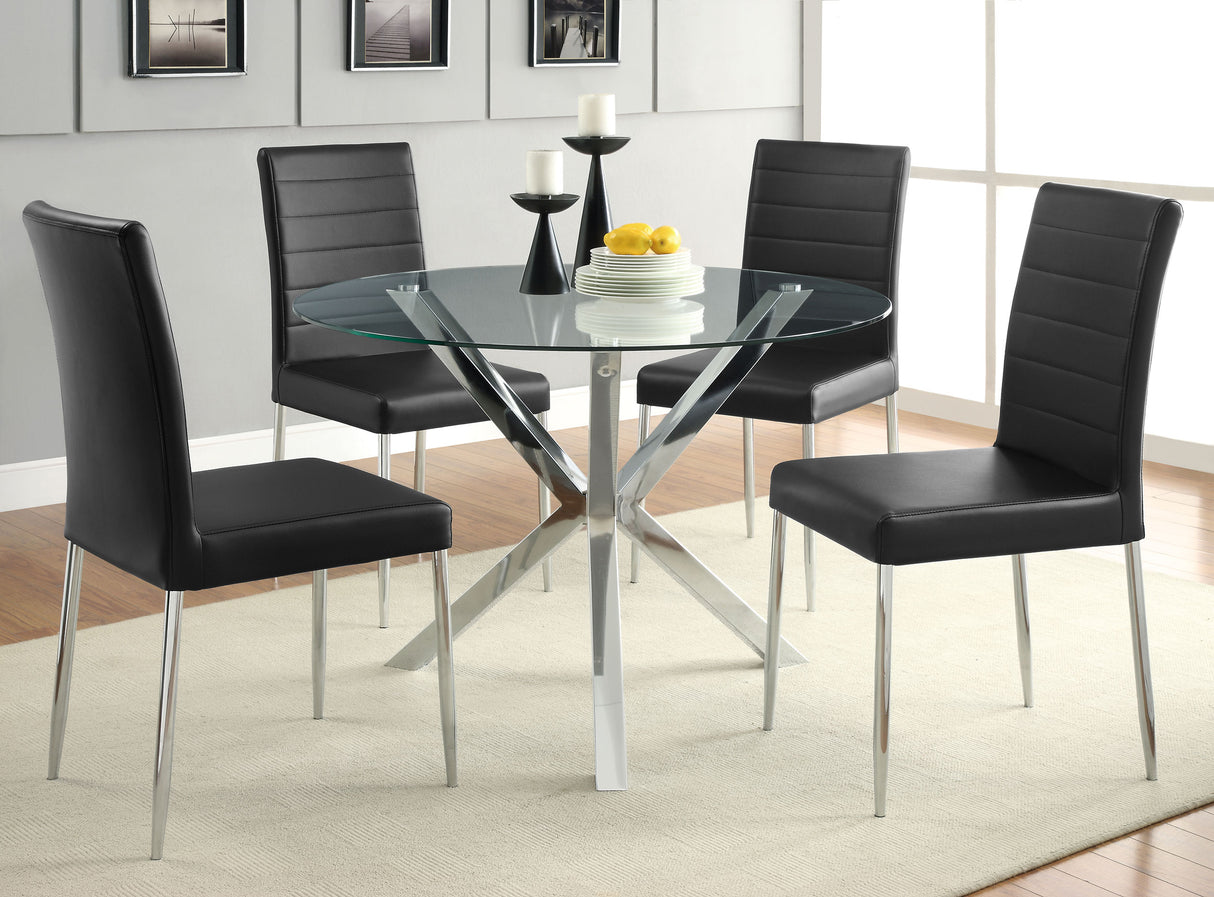 Vance Round 41-inch Glass Top Asterisk Dining Table Chrome - Home Elegance USA