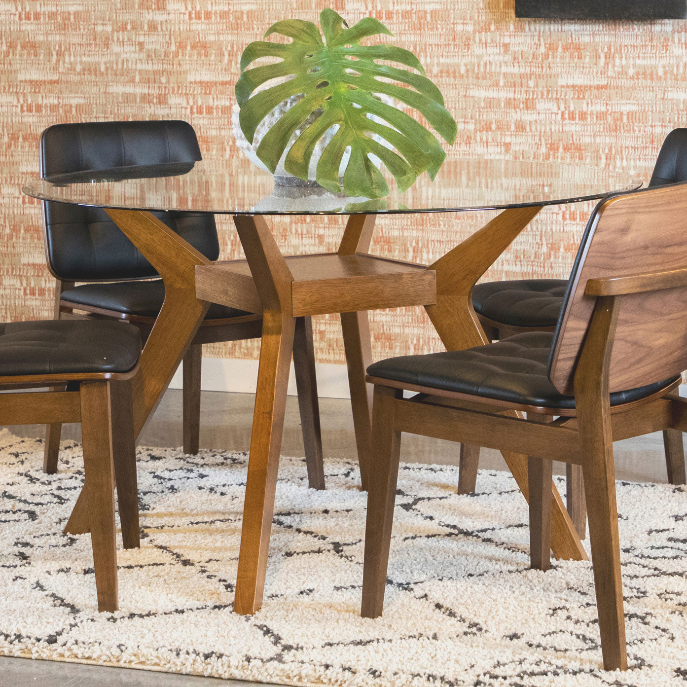 Dining Table - Paxton 48" Round Glass Top Dining Table Clear and Nutmeg