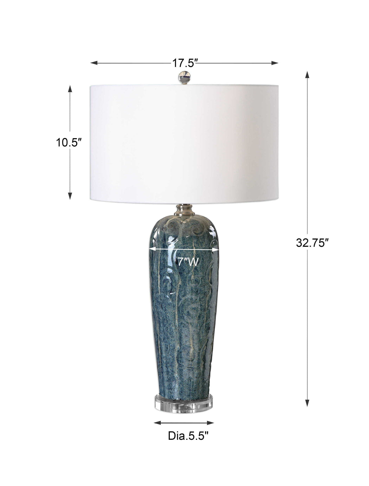 Maira Ceramic Table Lamp - Blue / White by Uttermost - View 3