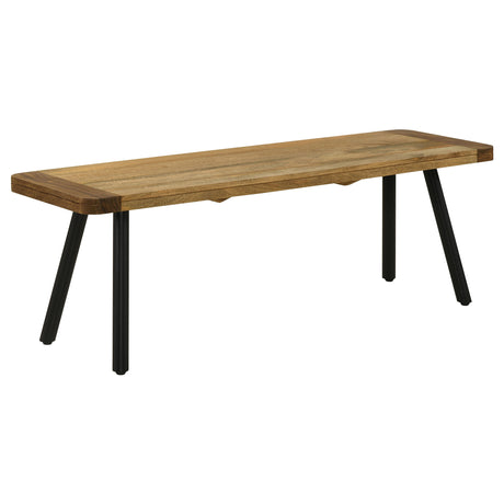 Maverick Wood Dining Bench Natural Mango and Black - Home Elegance USA