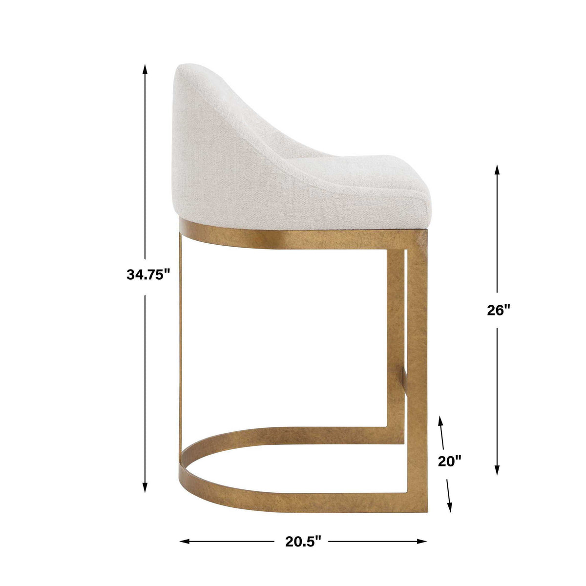 Ira Counter Stool Gold / Ivory - Gold / White by Uttermost - View 9