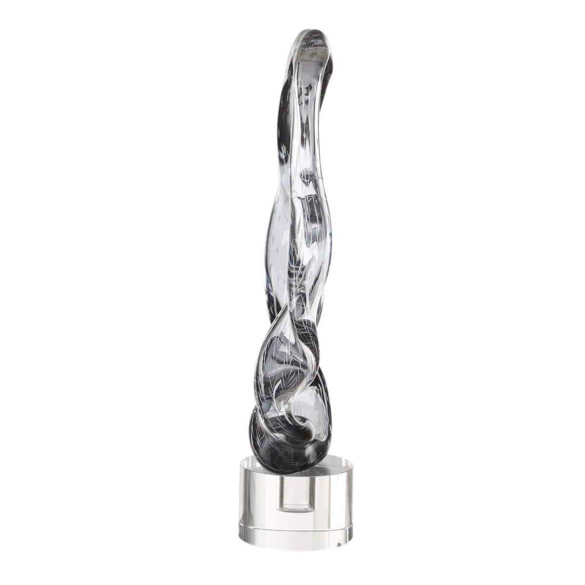 Luminous Twist Glass Sculpture - Black / White by Uttermost - View 5