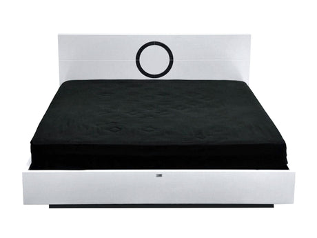 A&X Ovidius Modern White Crocodile Lacquer Bed Vgunaw223 - 180 | Home Elegance USA