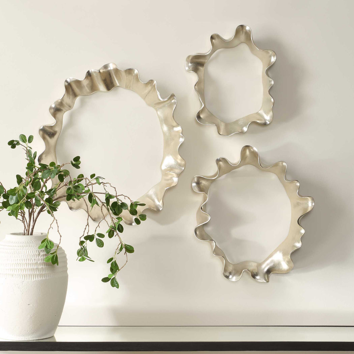 Ripple Effect Wall Art (Set of 3) - Silver by Uttermost - View 3