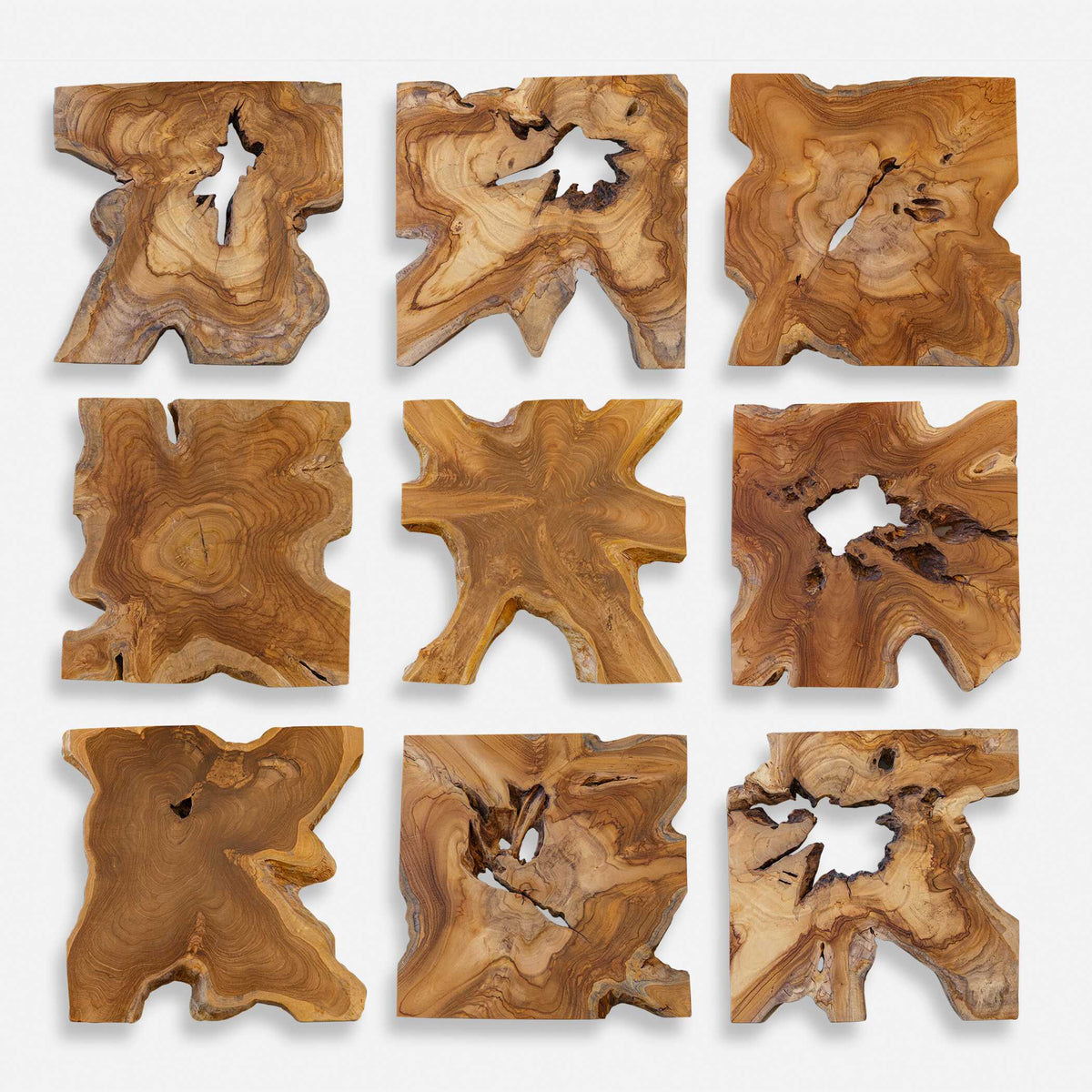 Talia Wood Wall Decor (Set of 9) - Light Brown by Uttermost - View 5