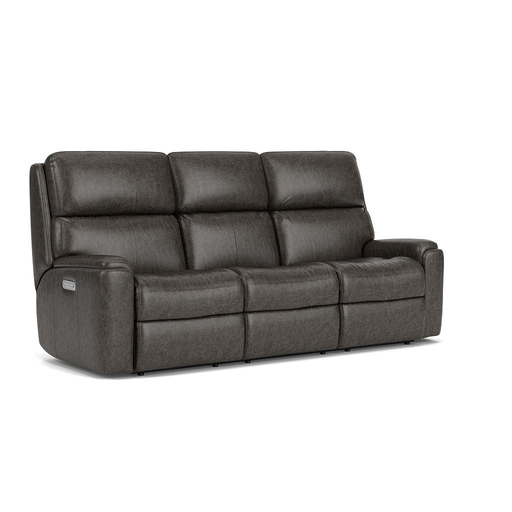 Rio Transitional Leather Power Reclining Sofa, Power Headrests | Flexsteel