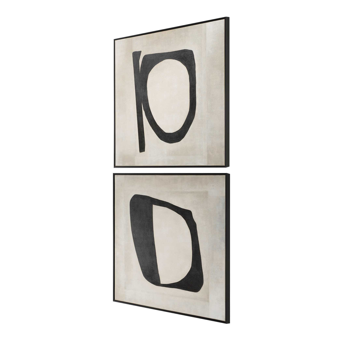 Characters Abstract Art (Set of 2) - Black / Beige by Uttermost - View 3