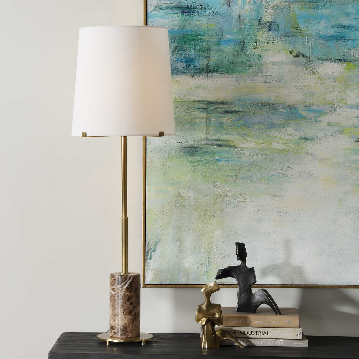 Sepia Brown Marble Buffet Lamp - Dark Brown by Uttermost - View 2