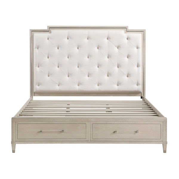 Genoa Light Oak Storage Bedroom Set with Tufted Upholstered Bed – Homelegance - Home Elegance USA
