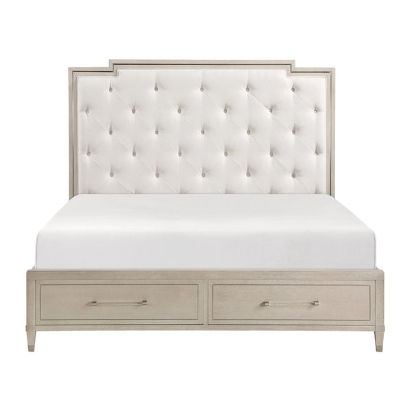Genoa Light Oak Storage Bedroom Set with Tufted Upholstered Bed – Homelegance - Home Elegance USA