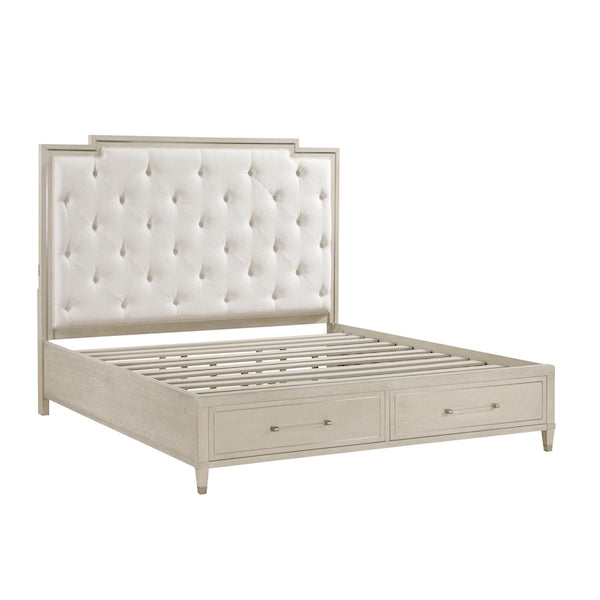 Genoa Light Oak Storage Bedroom Set with Tufted Upholstered Bed – Homelegance - Home Elegance USA