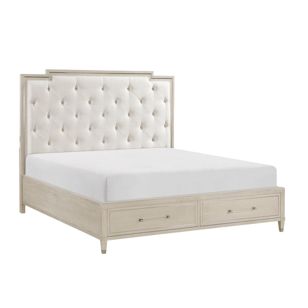 Genoa Light Oak Storage Bedroom Set with Tufted Upholstered Bed – Homelegance - Home Elegance USA