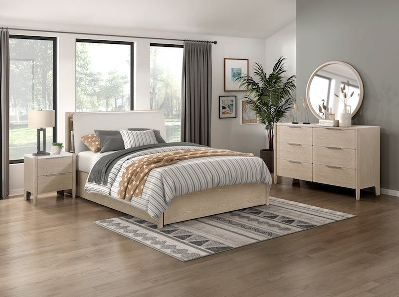 Matteo Light Oak Platform Bedroom Set with Storage & Charging Ports – Homelegance - Home Elegance USA