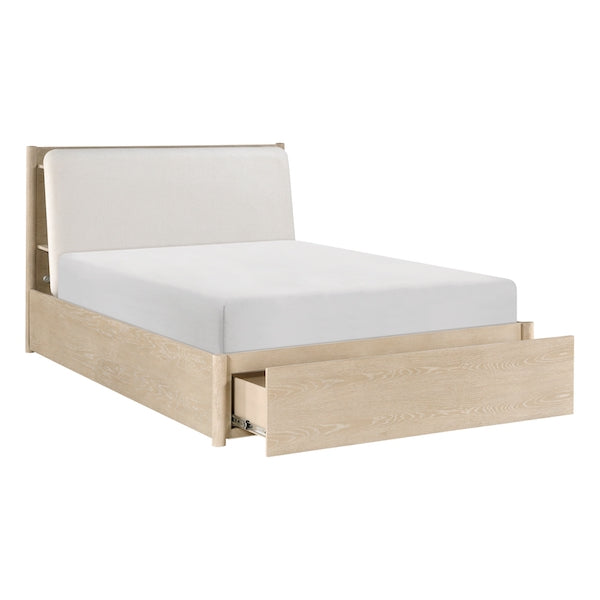 Matteo Light Oak Platform Bedroom Set with Storage & Charging Ports – Homelegance - Home Elegance USA
