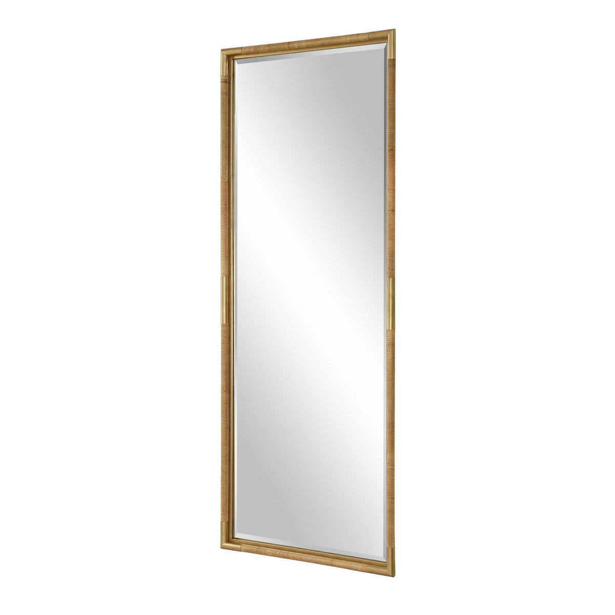 Kampar Full Length Rattan Tall Mirror - Gold by Uttermost - View 4
