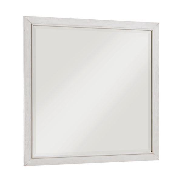White framed mirror on a white background