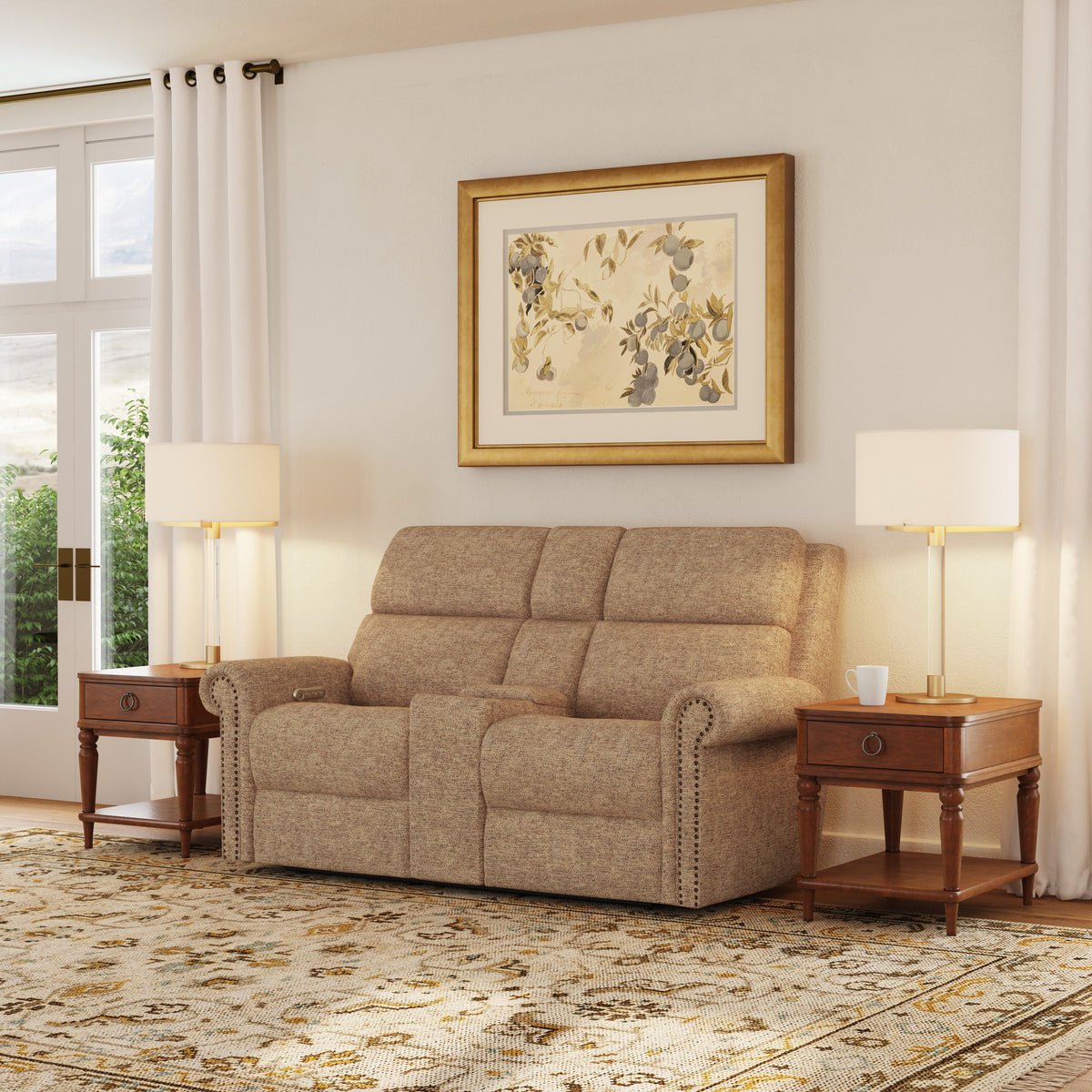 Bernard Power Reclining Loveseat With Console, Power Headrest, & Lumbar | Flexsteel