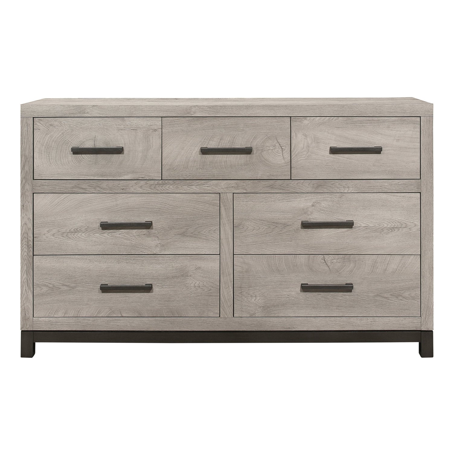 Attractive Gray Finish 1pc Dresser of 7x Drawers Metal Bar Hardware Premium Melamine Board Wooden Bedroom Furniture | Home Elegance USA