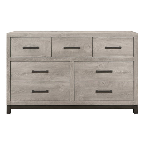 Attractive Gray Finish 1pc Dresser of 7x Drawers Metal Bar Hardware Premium Melamine Board Wooden Bedroom Furniture | Home Elegance USA