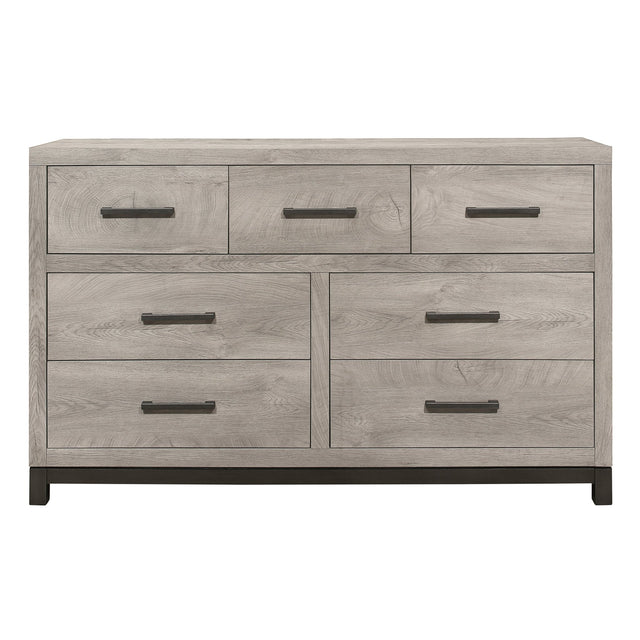 Attractive Gray Finish 1pc Dresser of 7x Drawers Metal Bar Hardware Premium Melamine Board Wooden Bedroom Furniture | Home Elegance USA