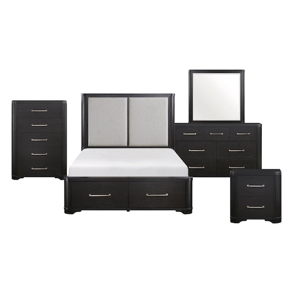 Gilbert Charcoal Oak Platform Bedroom Set with Storage – Homelegance