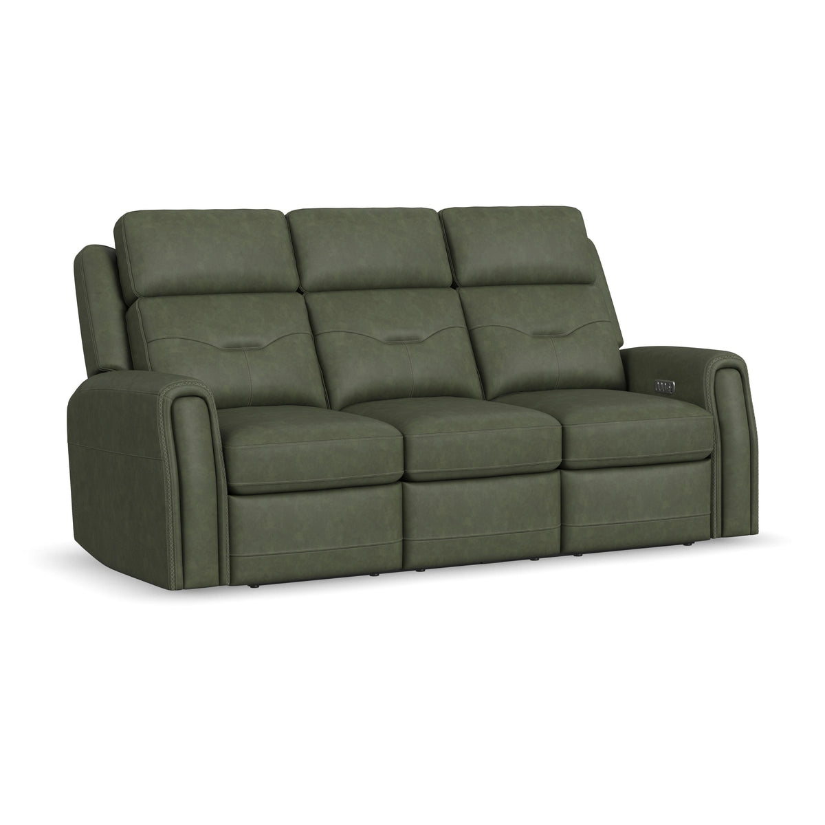 Felix Power Reclining Sofa With Power Headrest, Lumbar, Heat & Massage - Forest Green | Flexsteel