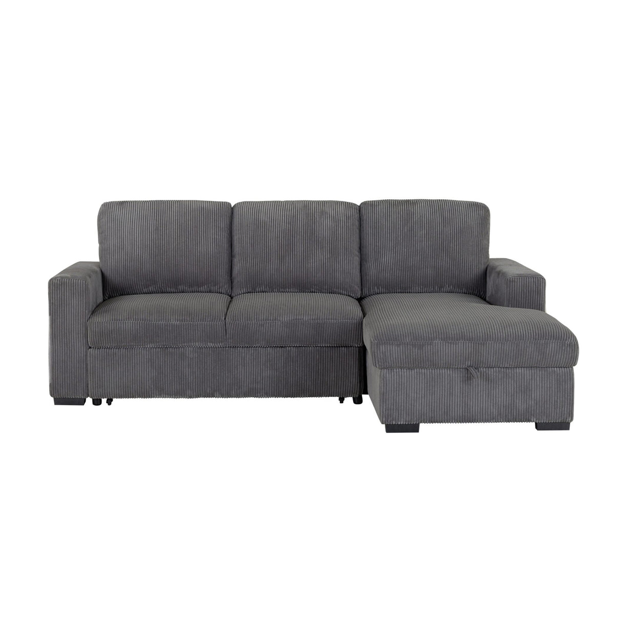 Melody Contemporary Sectional Sofa with Pullout in Grey Fabric