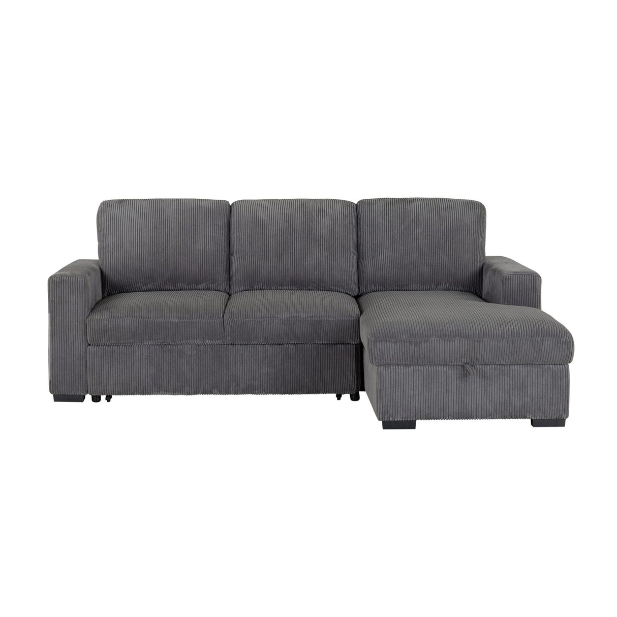 Melody Contemporary Sectional Sofa with Pullout in Grey Fabric - sold by Home Elegance USA