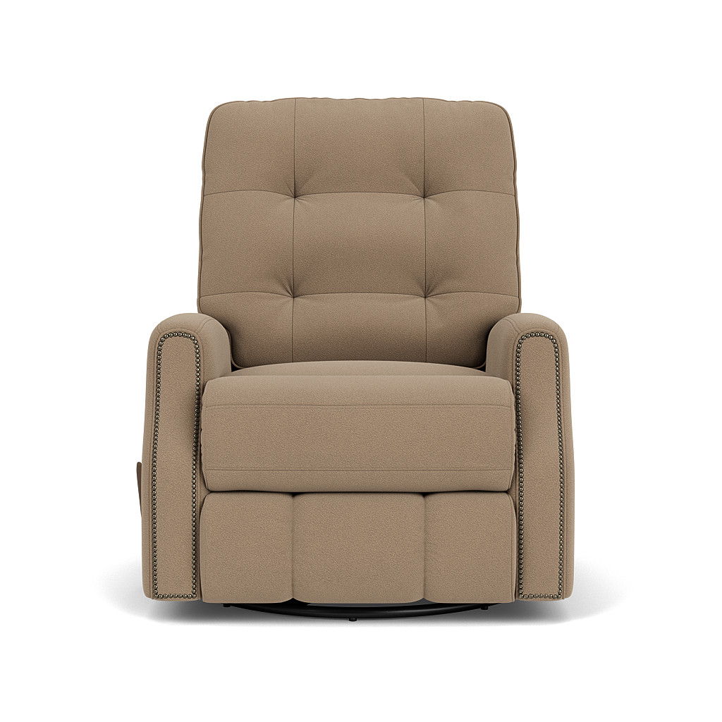 Devon Transitional Leather Swivel Gliding Recliner, Nailhead Trim | Flexsteel