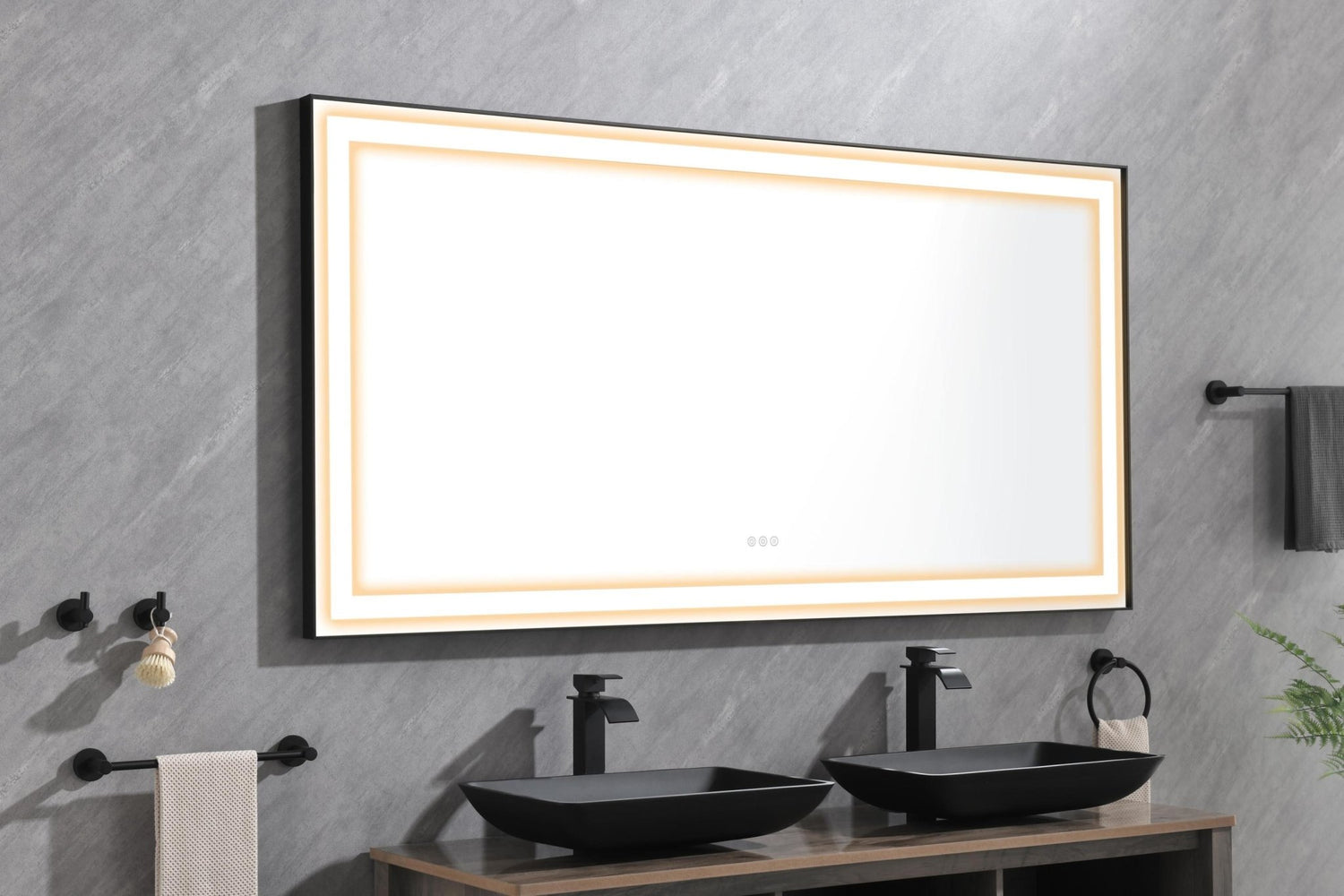 72 in. W x 36 in. H Black Framed LED Single Bathroom Vanity Mirror in Polished Crystal Bathroom Vanity LED Mirror with 3 Color Lights Mirror for Bathroom Wall Smart Lighted Vanity Mirror | Home Elegance USA
