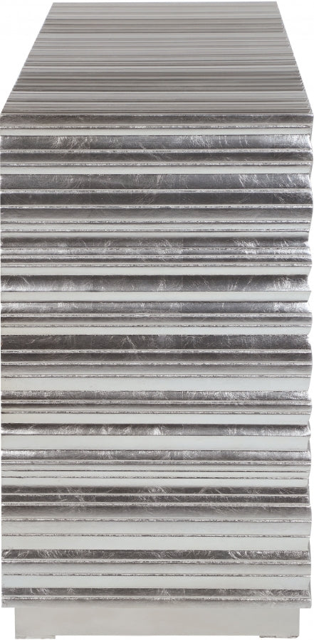 Silverton Sideboard Buffet in Silver Leaf Finish – Elegant Storage for Dining Rooms - Home Elegance USA