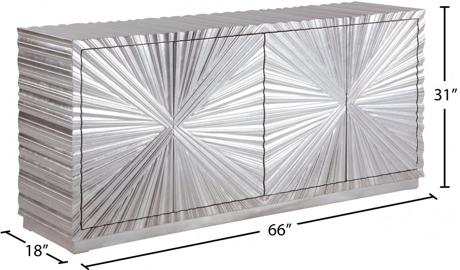 Silverton Sideboard Buffet in Silver Leaf Finish – Elegant Storage for Dining Rooms - Home Elegance USA