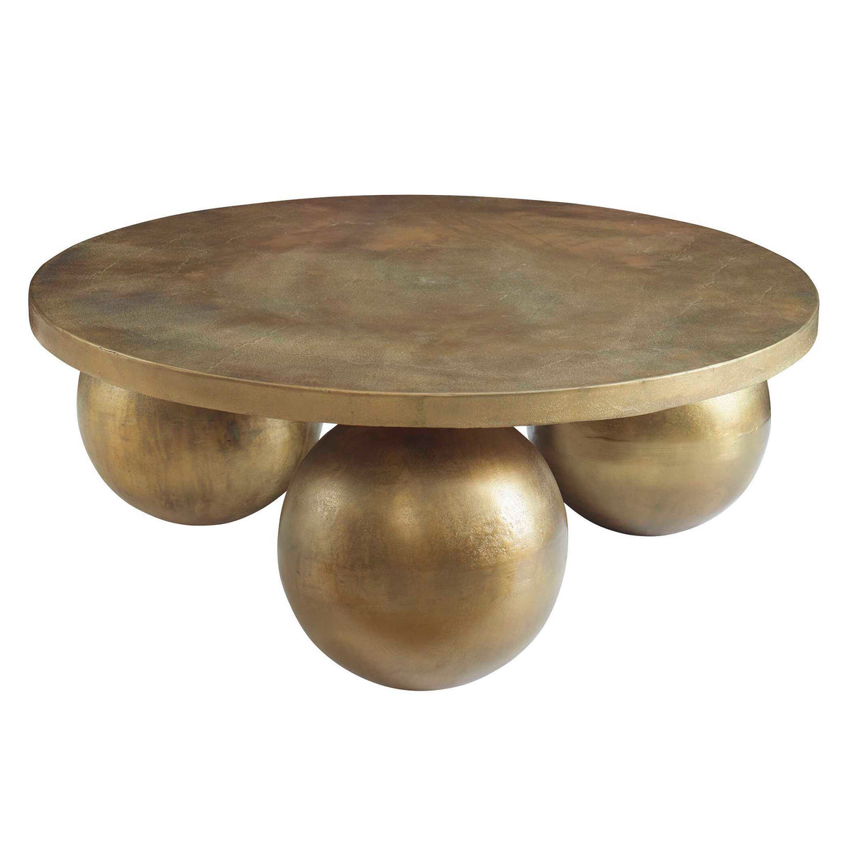 Triplet Antique Brass Coffee Table - Gold by Uttermost - View 4